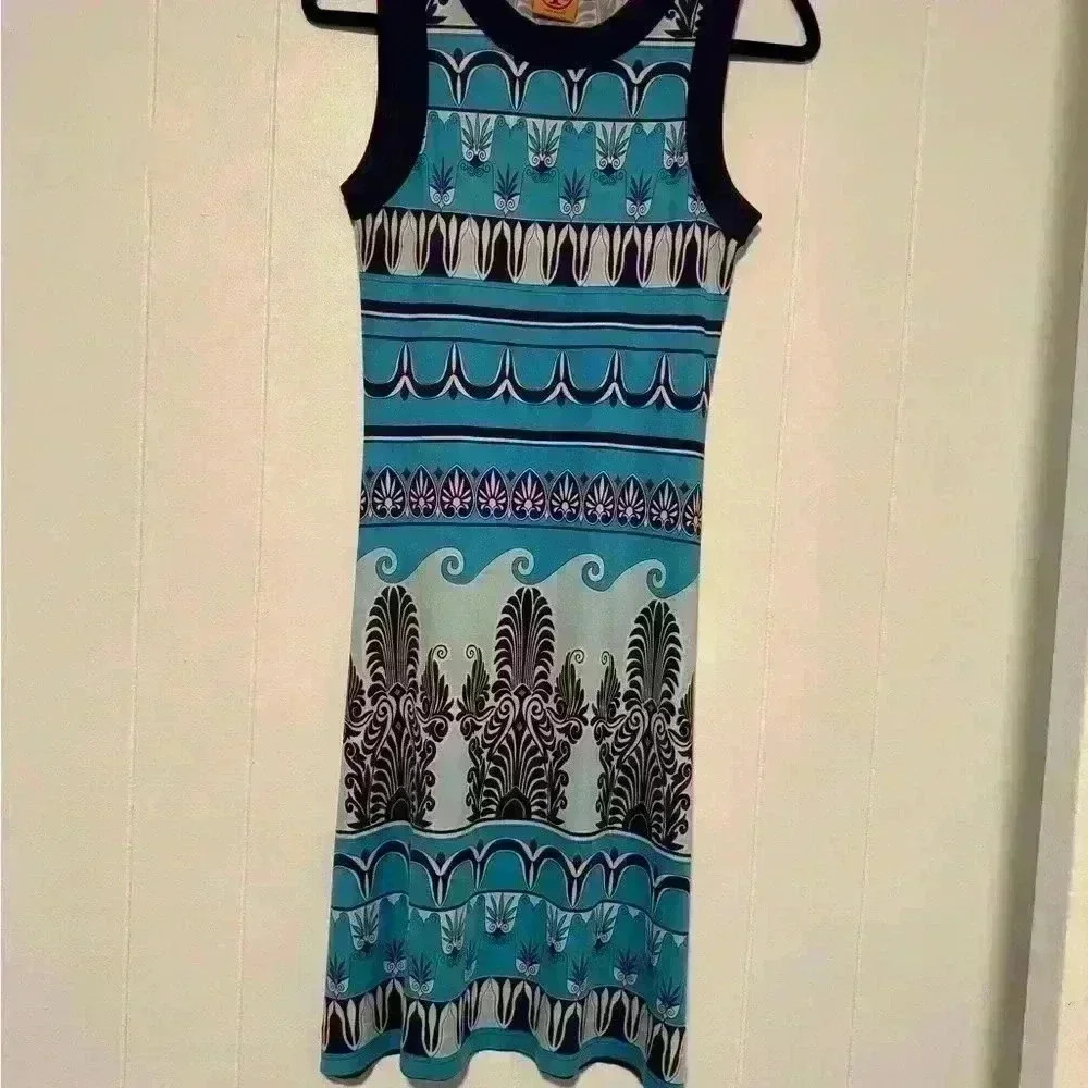 Tory Burch Purple and Blue Bodycon Sleeveless Stretchy Dress S - Picture 2 of 11